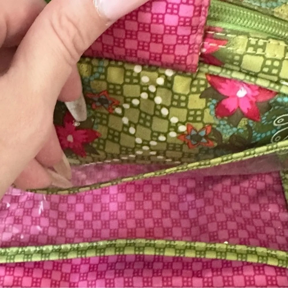OILILY pink and green floral TRAVEL cosmetics bag